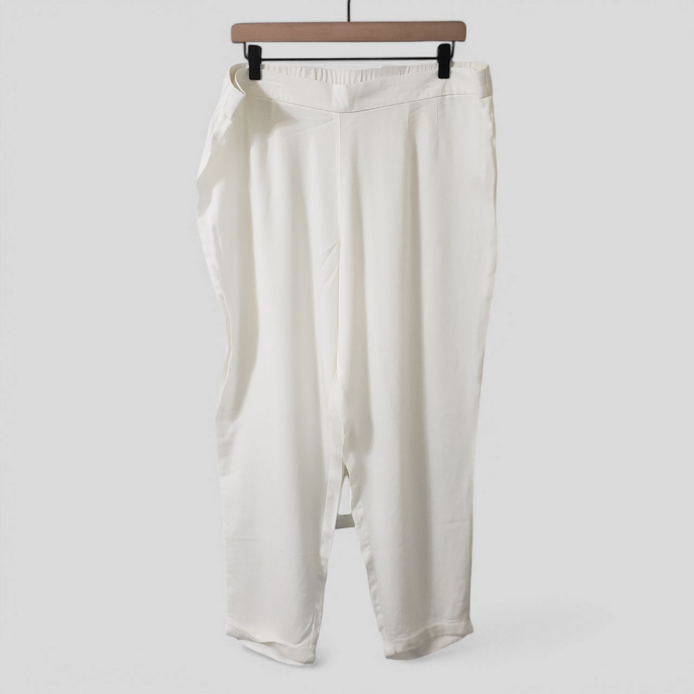 Soft Surroundings Ivory Viscose Wool Pull On Pants XL Cuffed Lightweight Comfort